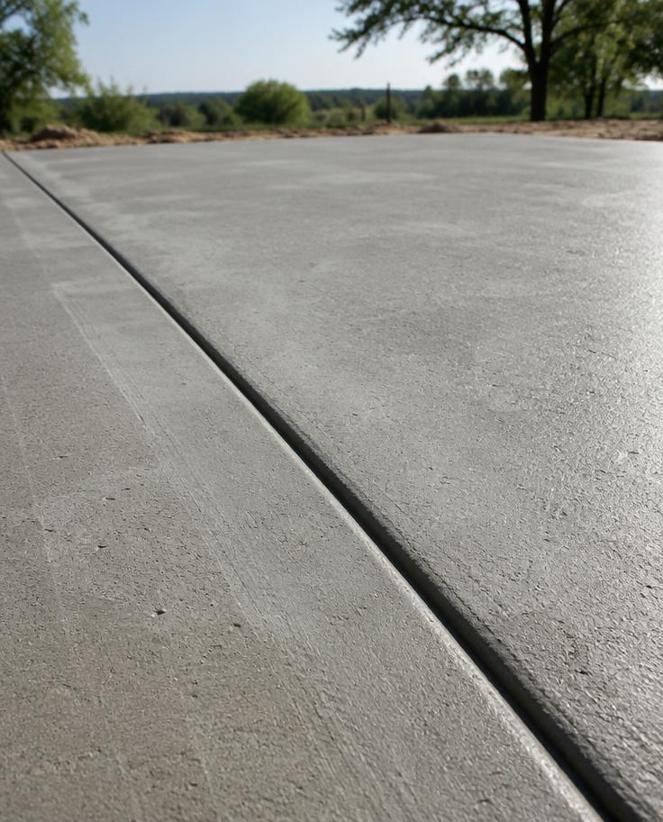 Concrete slab with a clean control joint